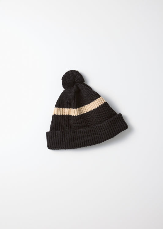 STRIPE POMPOM BEANIE