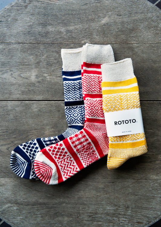 MULTI JACQUARD CREW SOCKS