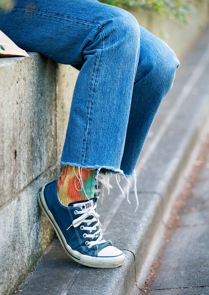 CHUNKY RIBBED CREW SOCKS”TIE DYE”