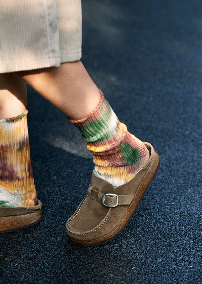 CHUNKY RIBBED CREW SOCKS”TIE DYE”