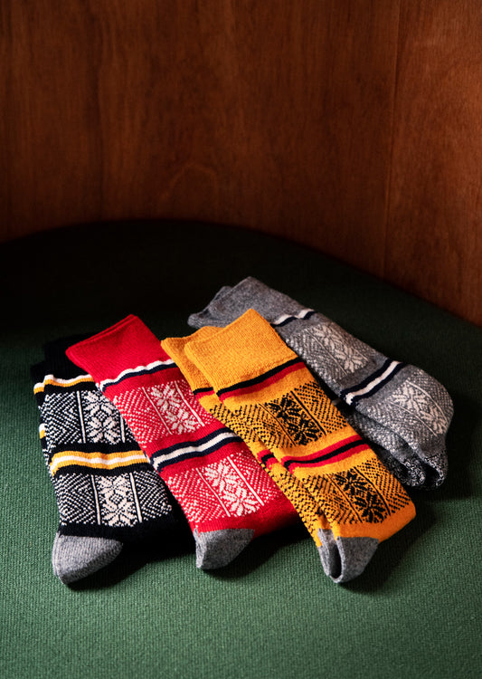 WOOLEN JACQUARD CREW SOCKS "SKI PATTERN"