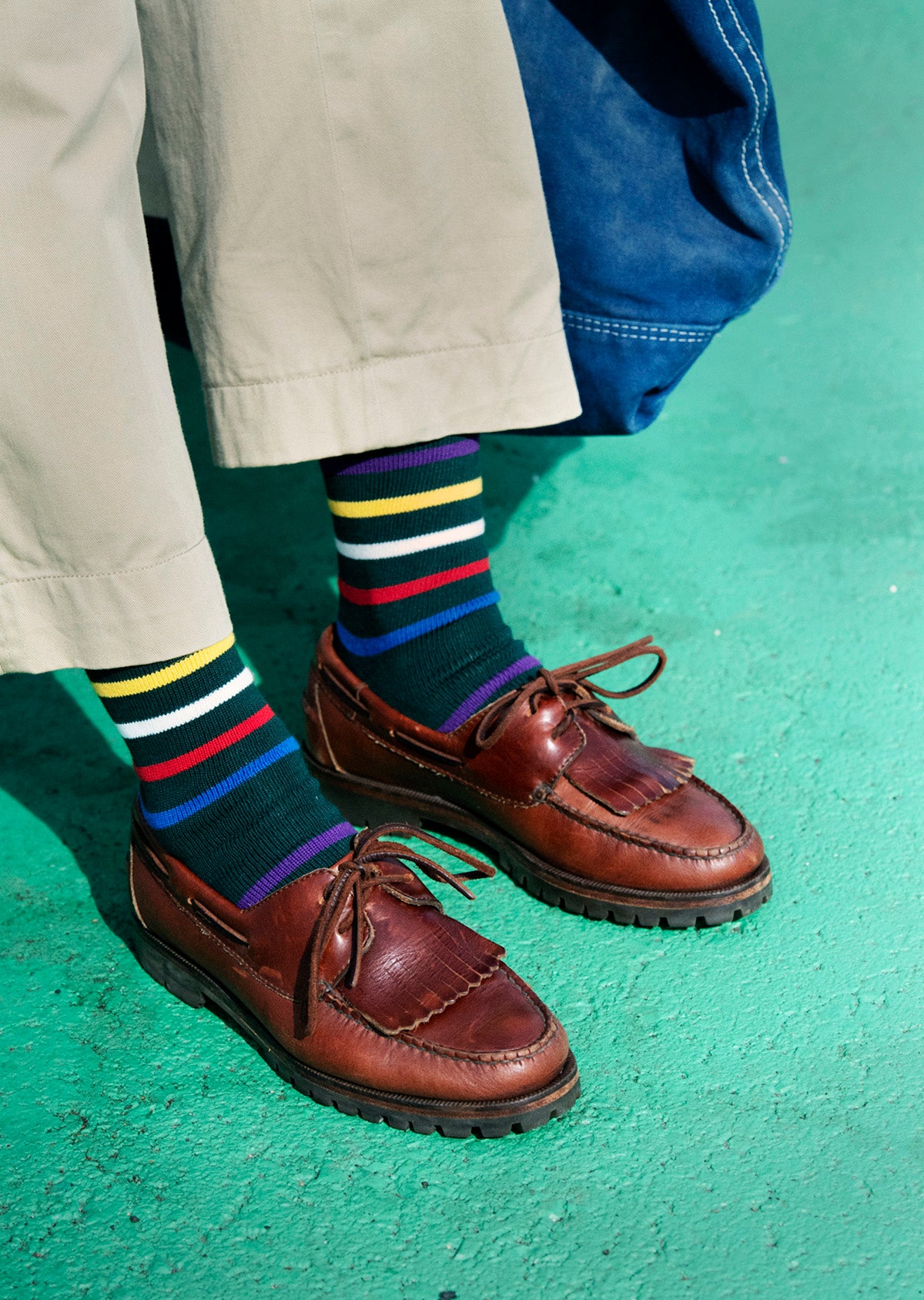 FIVE STRIPE CREW SOCKS