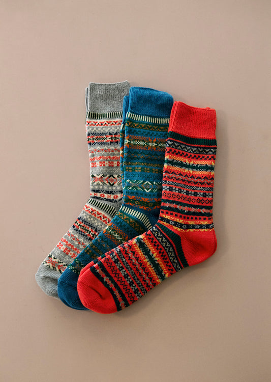 JACQUARD CREW SOCKS ”FAIRISLE”