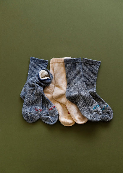 DOUBLE FACE MINI CREW SOCKS ”ORGANIC COTTON”