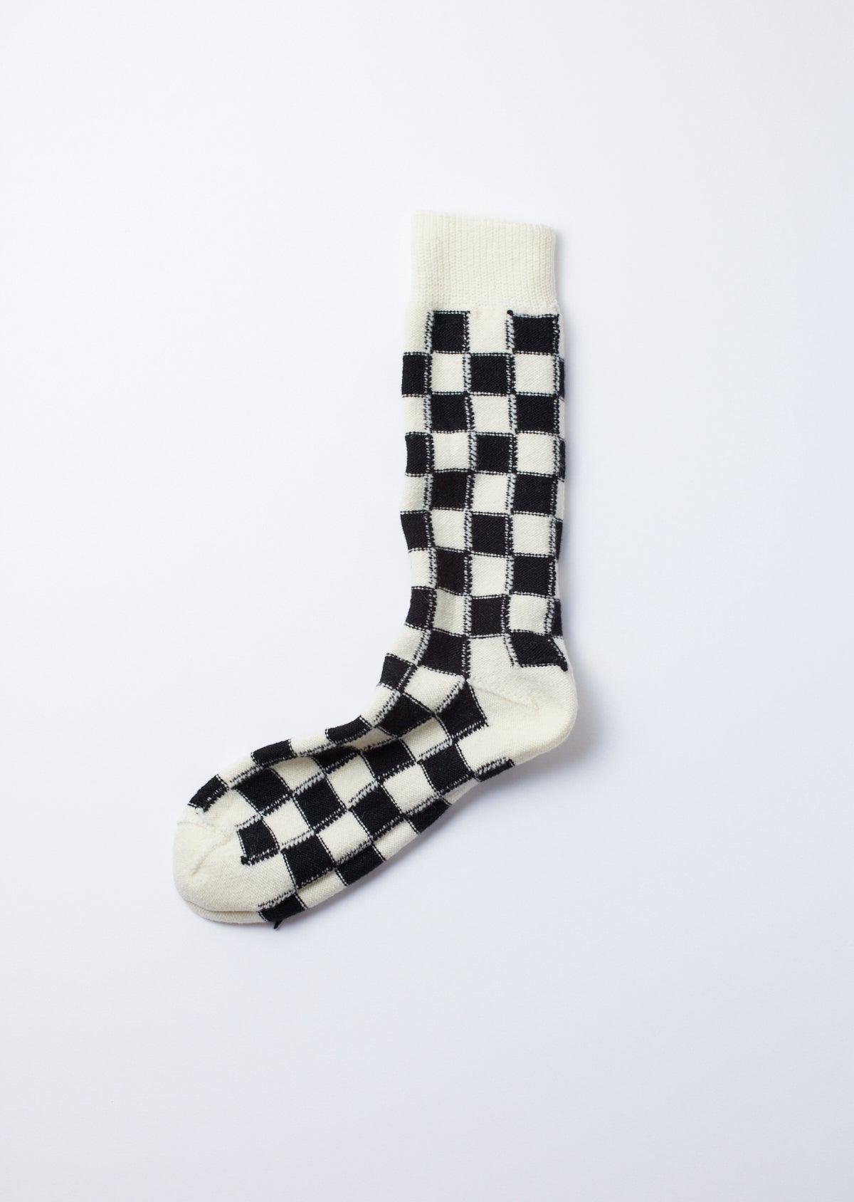 RECYCLE WOOL CHECKERBOARD CREW SOCKS